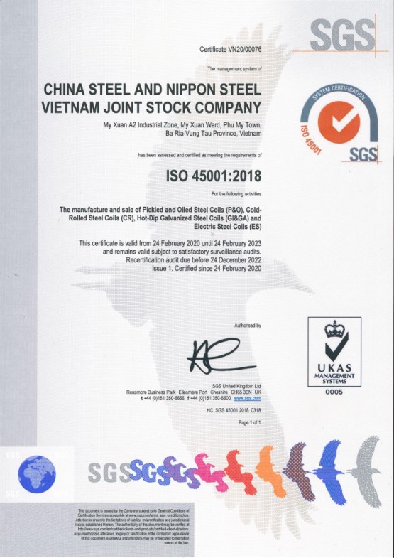 ISO 45001:2018 CERTIFICATE